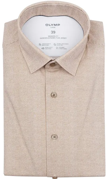 Olymp Luxor Shirt Pied De Poule Brown Taupe size 38