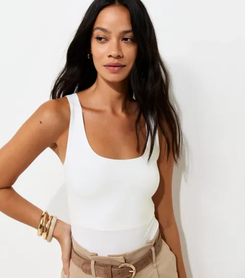 Off White Slinky Scoop Neck Vest Top