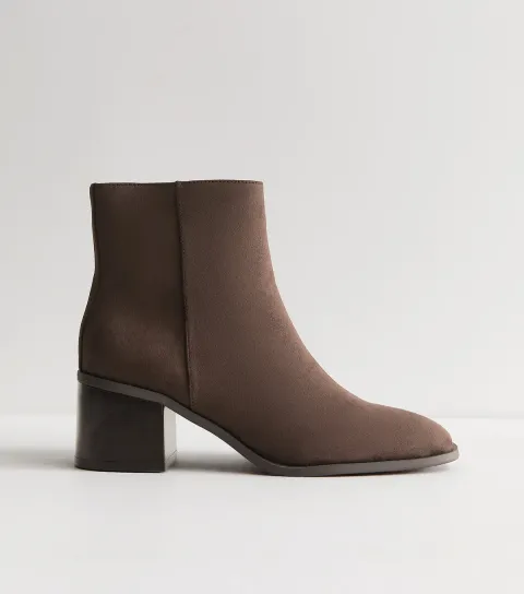 Dark Brown Faux Suede Ankle Boots Vegan