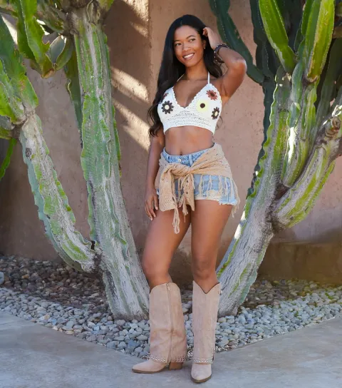 Light Blue Distressed Denim Shorts