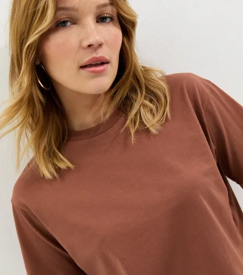 Tan Cotton Boxy T-Shirt