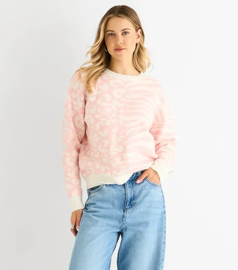 Pink Zebra Patterned Jumper