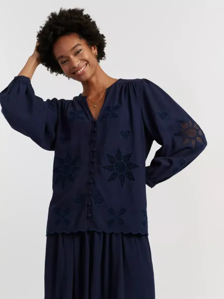 Chinti & Parker Long Sleeve Broderie Blouse