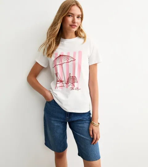 White Deck Chair Print T-Shirt