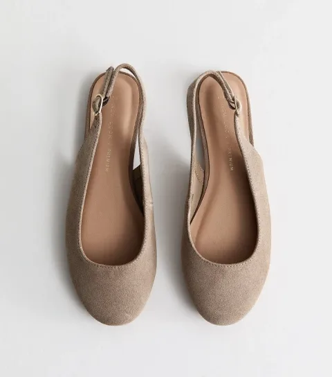 Premium Real Leather Light Brown Suede Slingback Pumps