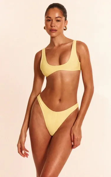 Lemon Ribbed Plunge Bikini Top