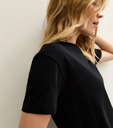 Black Cotton Boxy Fit T-Shirt