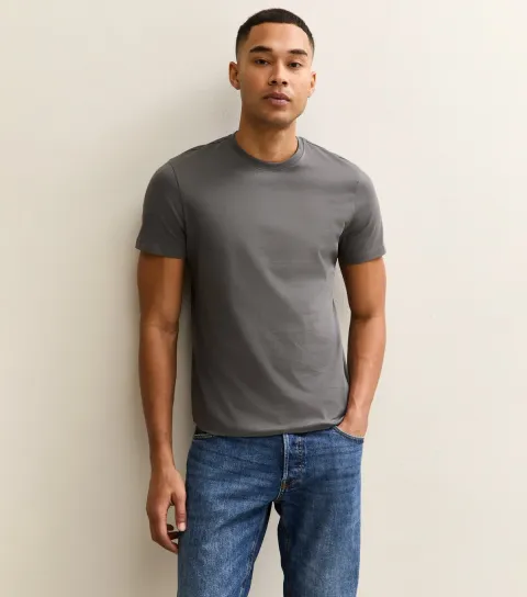 Mid Grey Regular Crew Neck Jersey T-Shirt