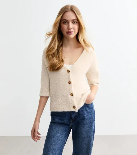 Cream Sparkly Knitted Cardigan