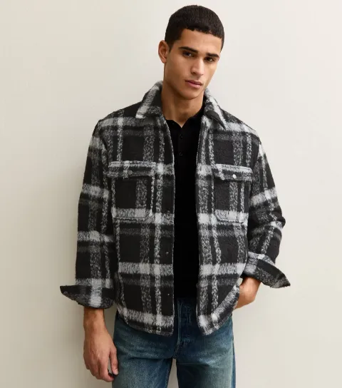 Black Regular Check Shirt Jacket