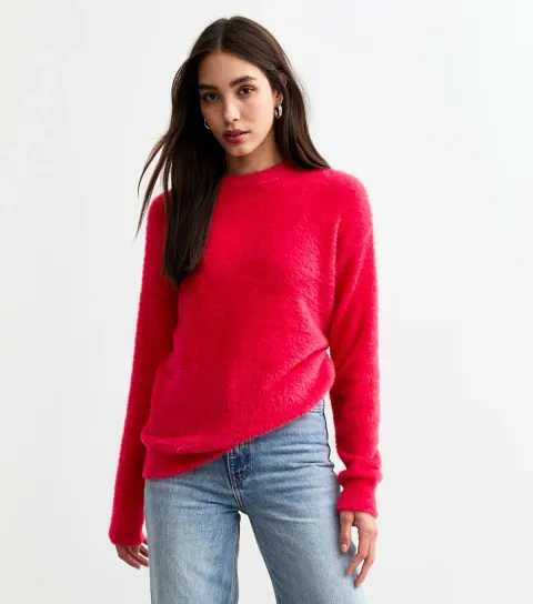 Red Fluffy Knit Jumper