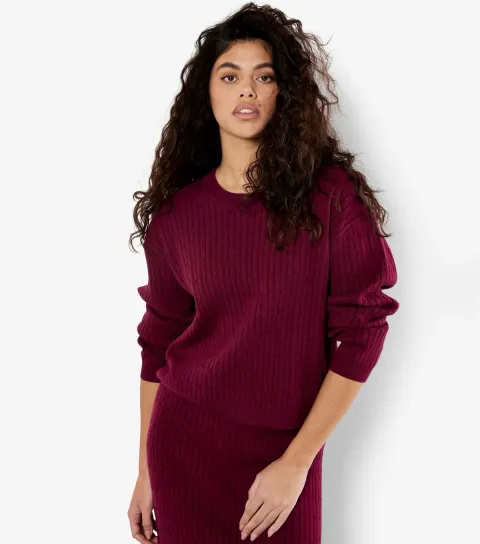Burgundy Cable Knit Jumper