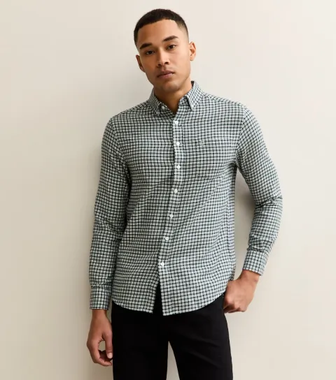 Dark Green Regular Cotton Check Shirt