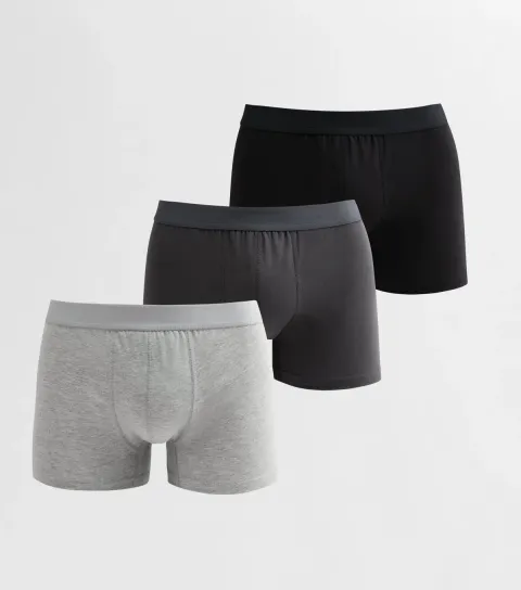 Pack of 3 Black/Grey Jersey Boxers