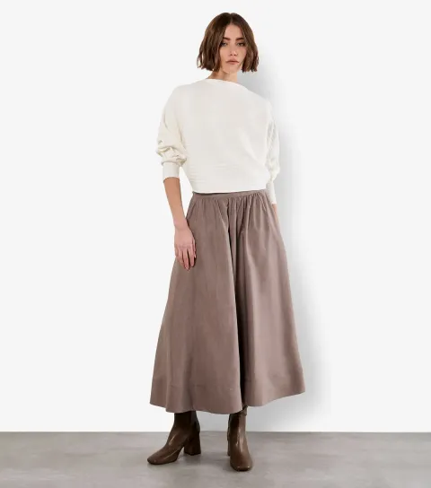 White Ribbed Batwing Jumper