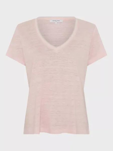 Gerard Darel Mirana V-Neck Pure Linen T-Shirt