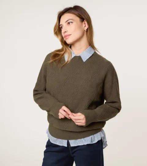 Khaki Argyle Texture Jumper