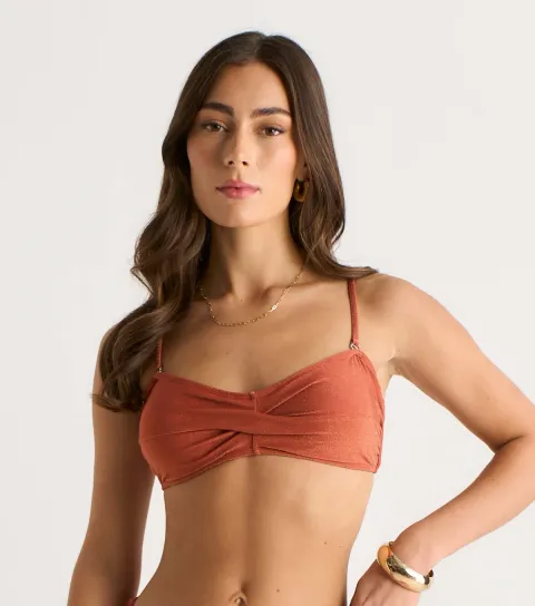 Rust Metallic Twisted Bikini Top