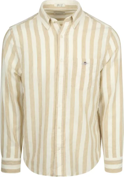 Gant Cotton Linen Shirt Stripe Beige maat 3XL