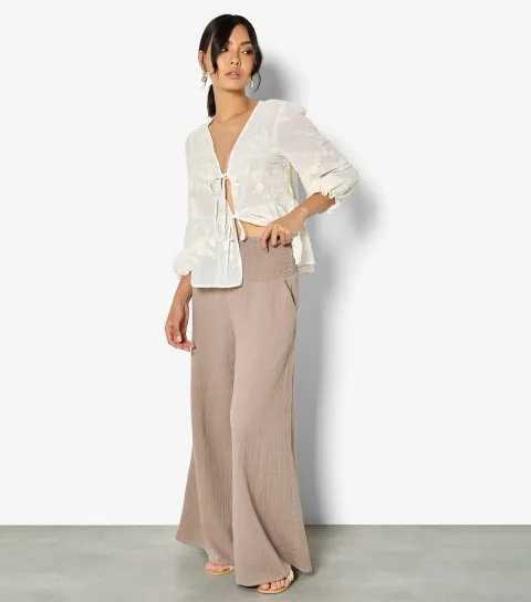 Stone Wide Leg Trousers