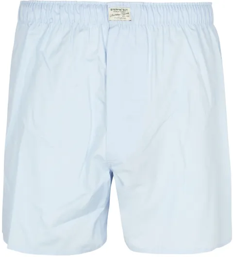 Steppin' Out Boxer Shorts Poplin Solid Light Blue maat M