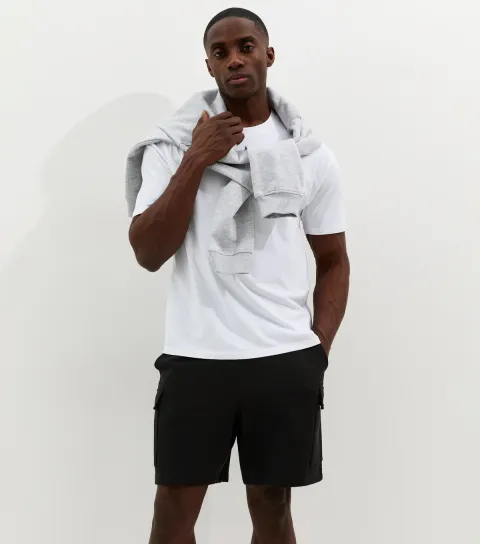 Black Regular Jersey Cargo Shorts