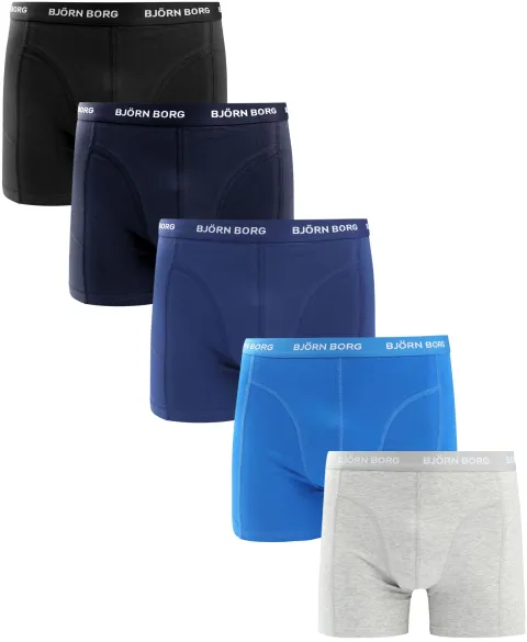 Bjorn Borg Boxers Cotton Stretch 5-Pack grey Light blue Blue Dark Blue Grey maat L
