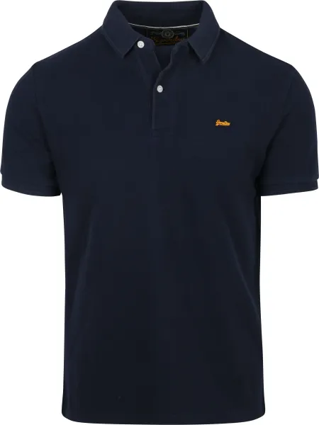 Superdry Polo Pique Classic Navy Dark Blue Blue maat L
