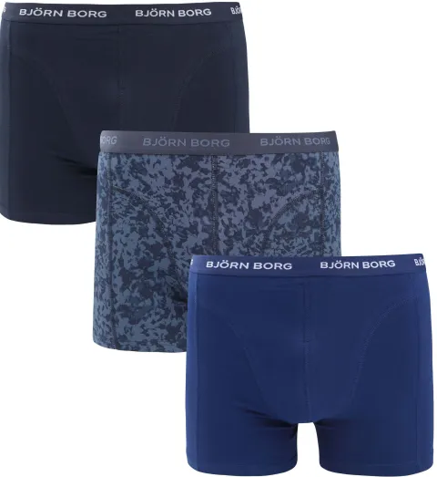 Björn Borg Cotton Stretch Boxers 3-Pack Dark Black Dark Blue Multicolour Blue maat L