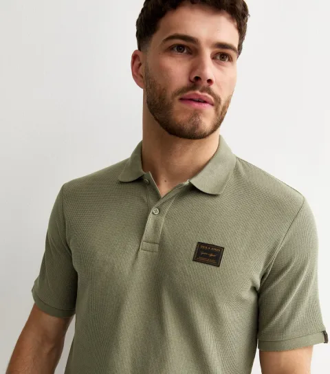Regular Light Khaki Logo Patch Polo Shirt