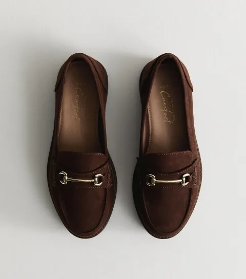 Wide Fit Brown Faux Suede Loafers Vegan