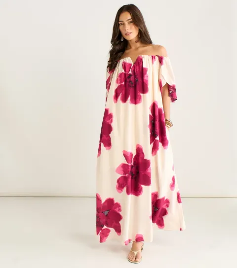 Pink Bardot Maxi Dress