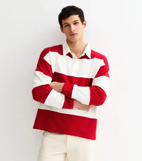 Bright Red Bold Stripe Polo Shirt