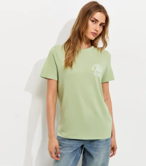 Light Green Racquet Club Tennis Print Relaxed T-Shirt