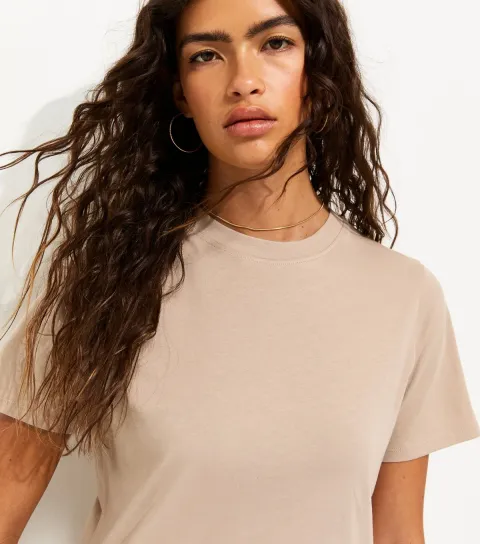 Mink Cotton Crew Neck T-Shirt