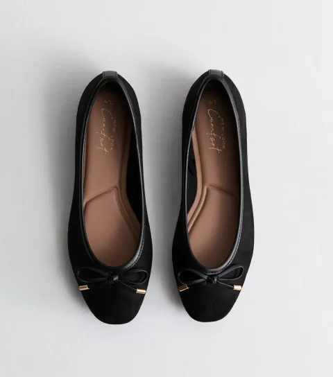 Black Suedette Ballet Flats