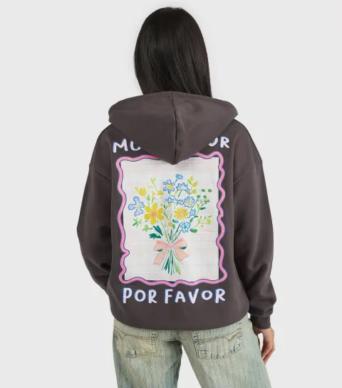 Grey More Amor Por Favor Hoodie