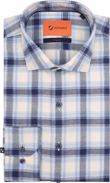 Suitable Shirt Widespread Flanel Checks Blue size 38