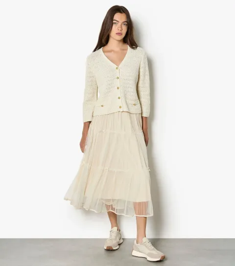 Cream Gold-Tone Button Cardigan