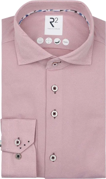 R2 Shirt Technical Knitted Dobby Coral Pink size 38