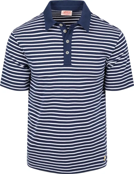 Armor-Lux Polo Shirt Stripes Navy Blue Dark Blue maat L