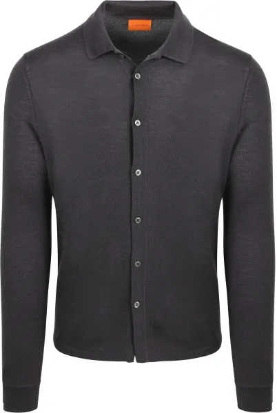 Suitable Cardigan Shirt Merino Anthracite Dark Grey Grey maat L