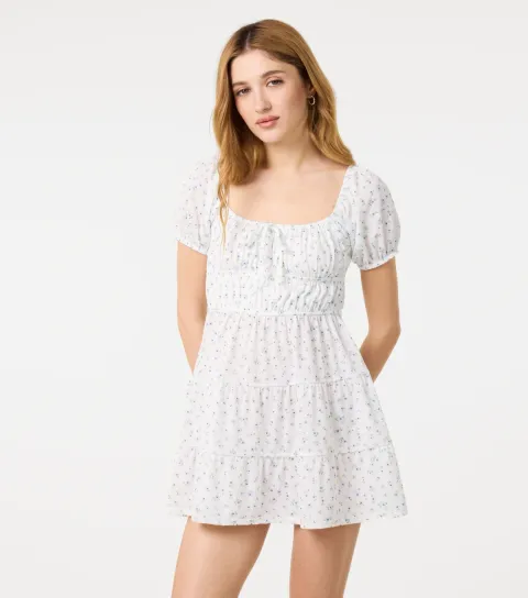 Off White Jersey Cap Sleeve Mini Dress