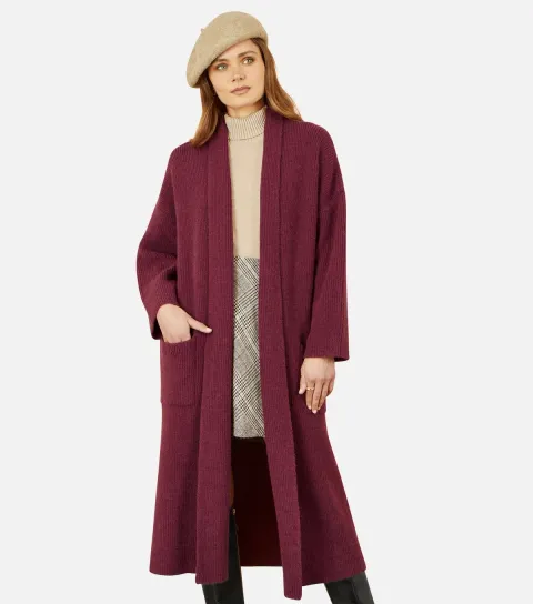 Burgundy Knit Maxi Cardigan