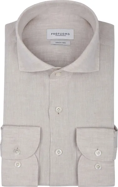 Profuomo Shirt Linen Sand Beige Off-White size 37
