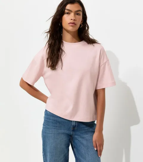 Light Pink Premium Heavyweight Cotton Boxy Fit T-Shirt