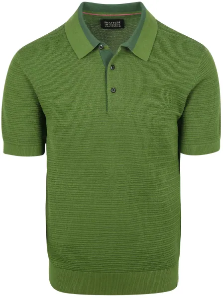 Scotch & Soda Knitted Polo Structure Green maat L