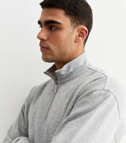 Grey Regular Quarter Zip Sweatshirt