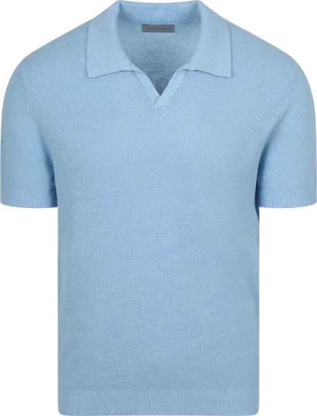 Suitable Polo Shirt Riva Bean Linen Cotton Light Light blue Blue maat L