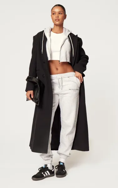 PRETTYLITTLETHING Grey Marl Copy right Slogan Joggers